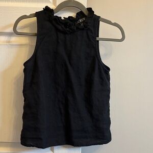J. Crew Black Ruffle Neck Sleeveless Blouse